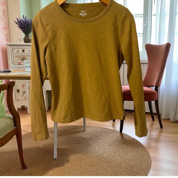 J.Crew Women's Ochre Organic Slub Cotton Long Sleeve Top Size XS - Picture 1 of 6
